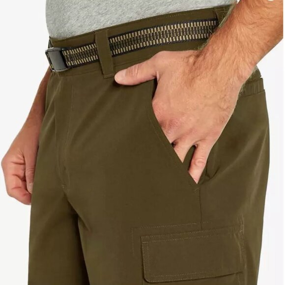 Orvis Mens Flat Front Comfort Waist Belt Lightweight Olive Green Cargo Shorts 34 - Picture 5 of 16
